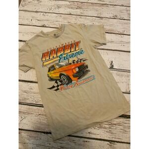 Volkswagen Rabbit Extreme Racing Equipment Graphic T-Shirt Tan Mens Small VW Tee